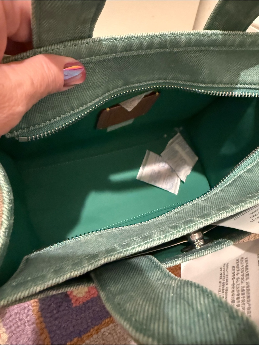 Coach Denim Green Canvas Tote 26 with Crossbody Strap - Picture 8 of 11